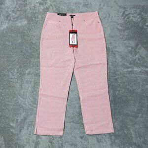 Mario Serrani Women's M  Comfort Stretch Capri Pants Tomato/Ivory n1235